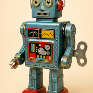 Vintage Wind-Up Tin Toy Robot — Space Explorer